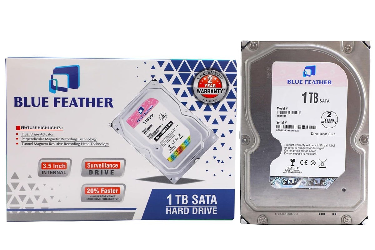 Blue Feather 1TB 3.5-Inch SATA Internal Hard Disk Drive for Desktop & CCTV Surveillance | BFDT01S | PhoenixComputers.in