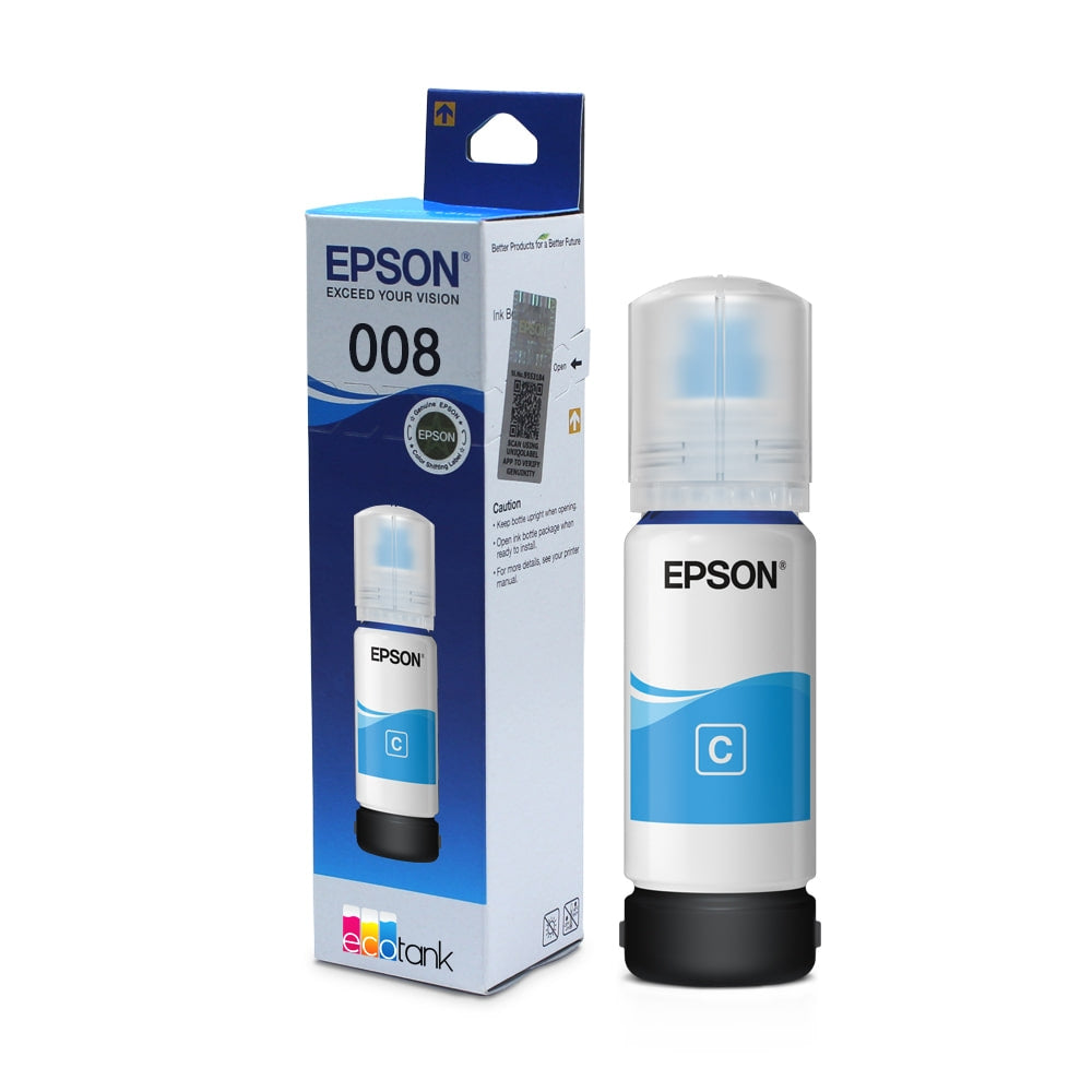 Epson 008 Cyan Ink Bottle Genuine EcoTank Printer Ink | PhoenixComputers.in
