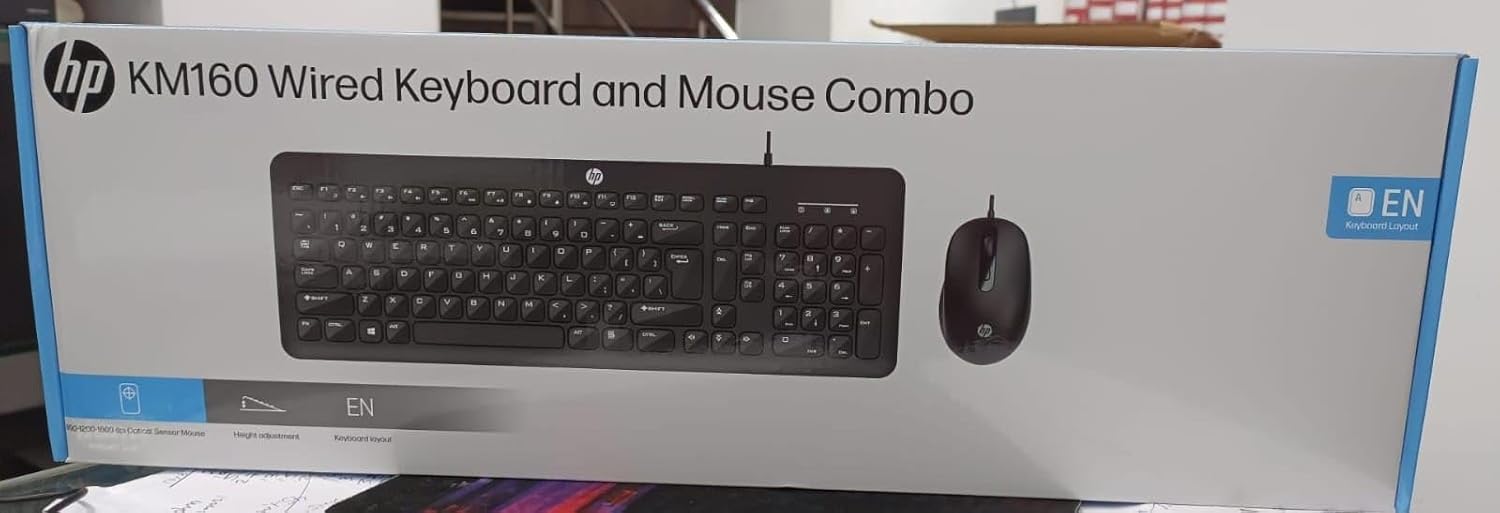 HP KM160 Wired Keyboard & Mouse Combo | Full-Size USB | 1600 DPI Optical Mouse | PhoenixComputers.in