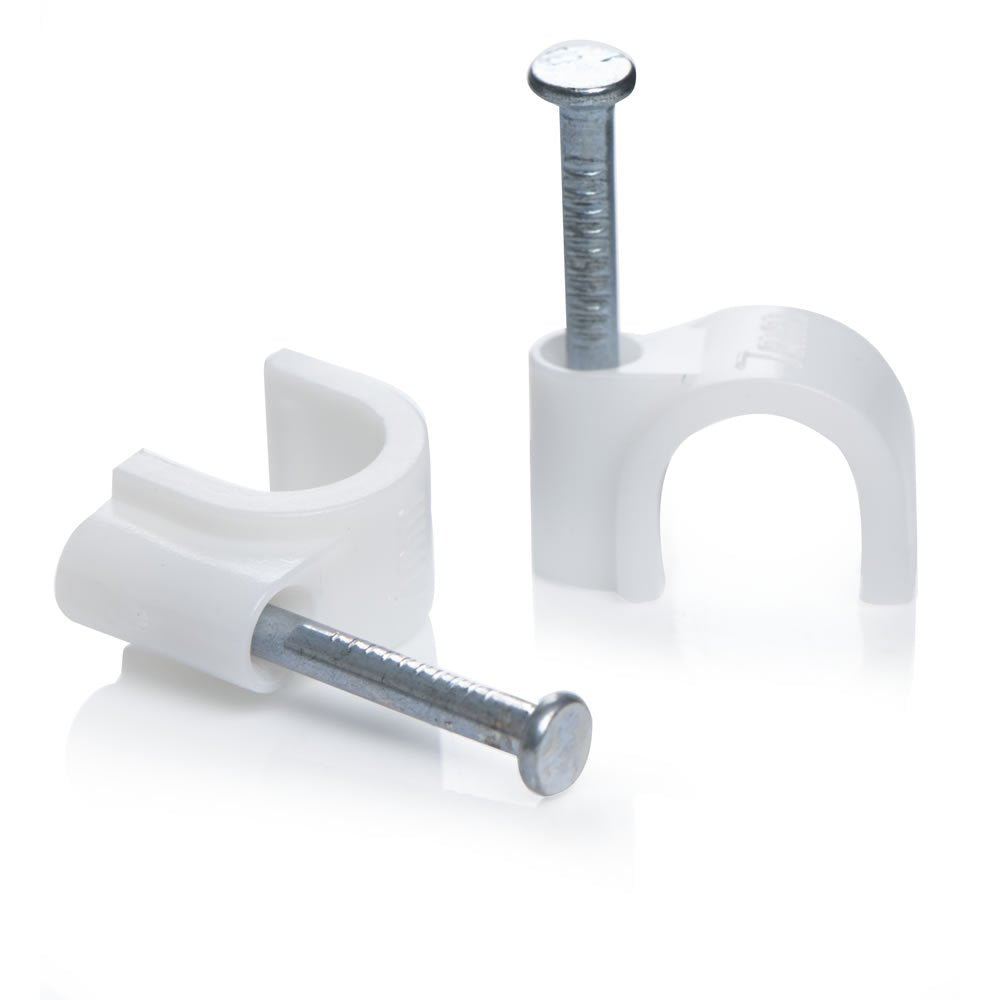 Hi-PLASST 6mm Cable Clips with Metal Nails Pack of 100 for Cable Management | PhoenixComputers.in