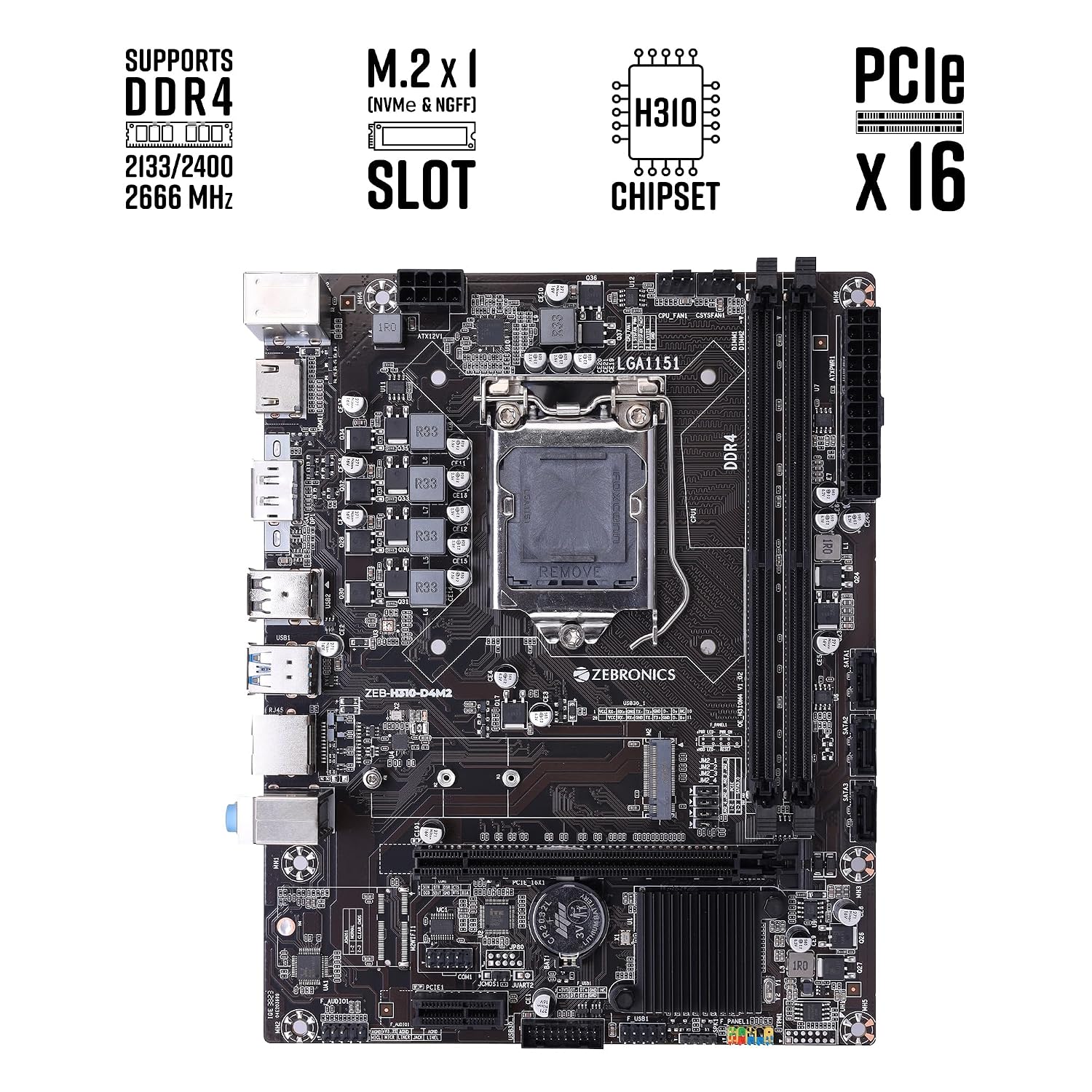 ZEBRONICS H310 D4M2 Micro-ATX LGA 1151 DDR4 Motherboard with M.2 NVMe | PhoenixComputers.in