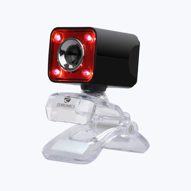 ZEBRONICS Zeb-Crystal Pro USB HD Webcam with Night Vision and Built-in Microphone Red | PhoenixComputers.in